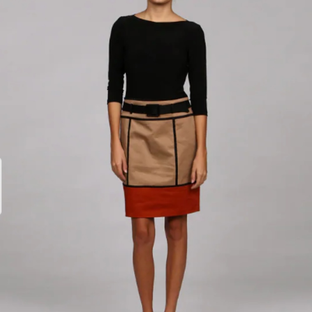 NWTChetta B Women's Belted Colorblock Twofer Dress